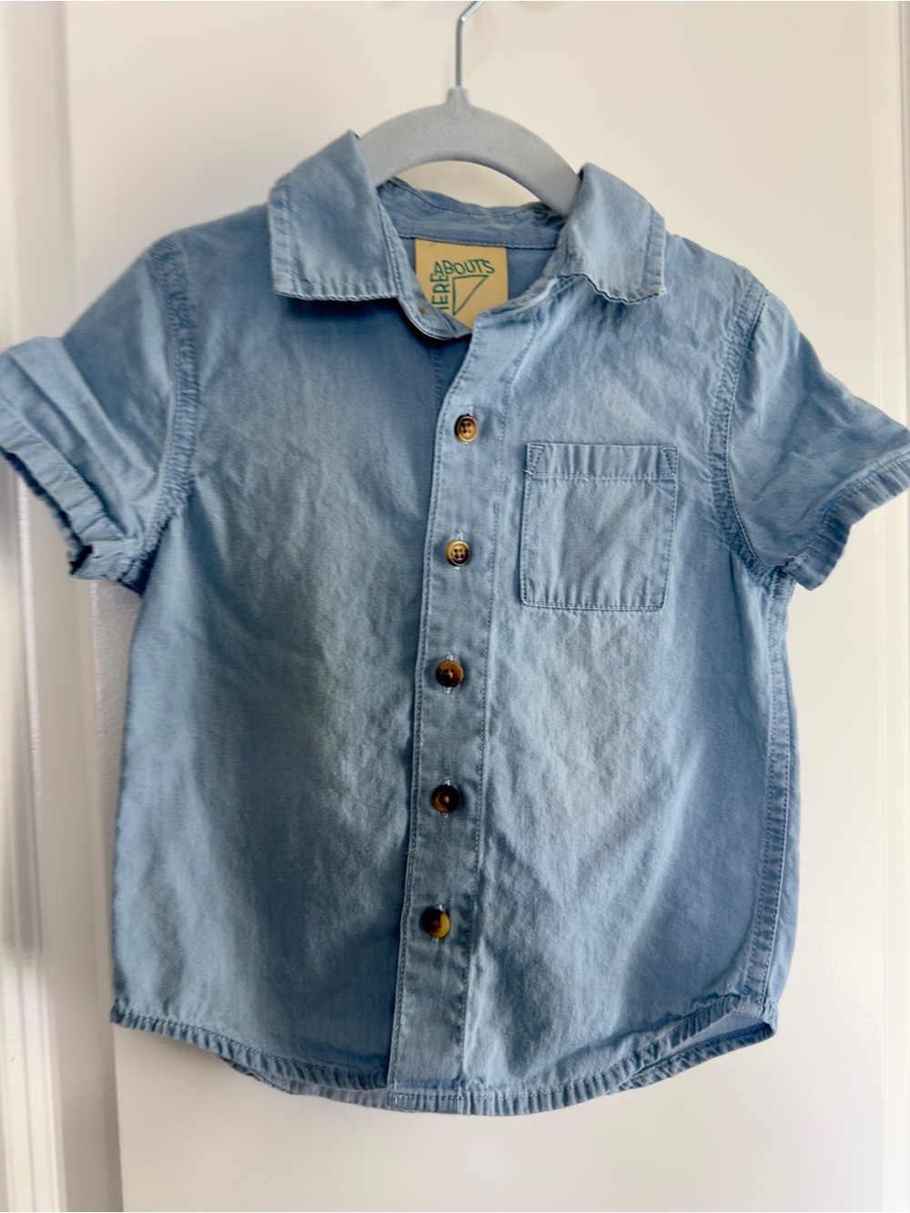 Light Blue Denim Short-Sleeve Button-Up Shirt by Thereabouts